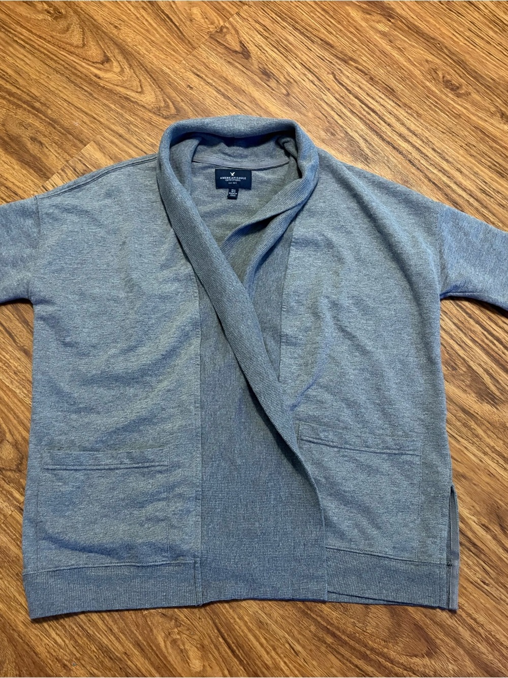American Eagle Outfitters Gray Shawl Collar Cardigan With Pockets - Size XS-S